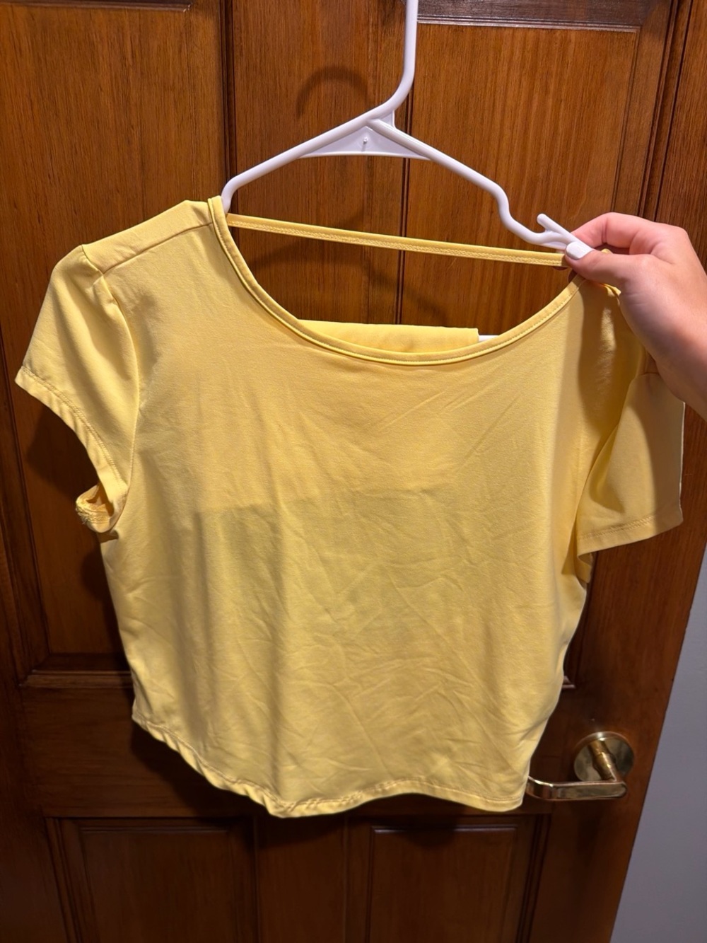 Women's Yellow Short-Sleeve Backless Set with Mini Skirt